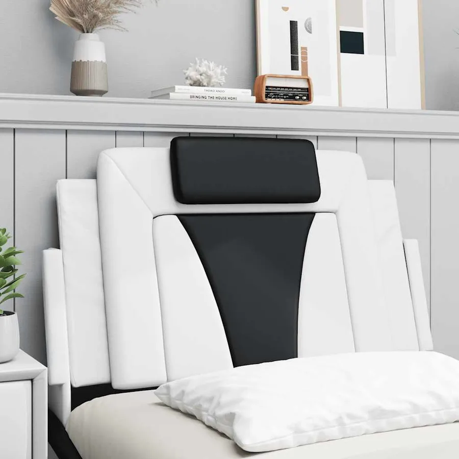 Coussin de tête de lit Viana noir et blanc 90 cm similicuir - 4