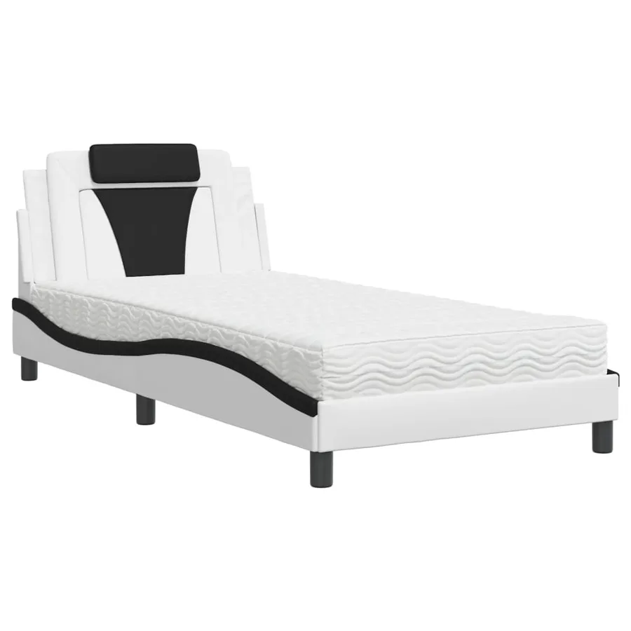 Lit Viana avec matelas blanc et noir 100x200 cm similicuir - 2