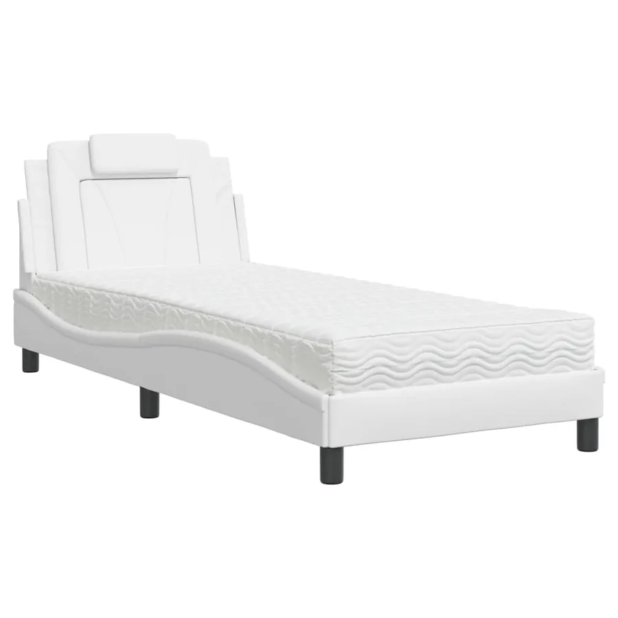 Lit Viana avec matelas blanc 80x200 cm similicuir - 2