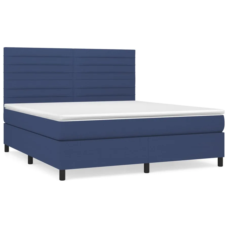 Sommier à lattes de lit avec matelas Bleu 160x200 cm Tissu - 2