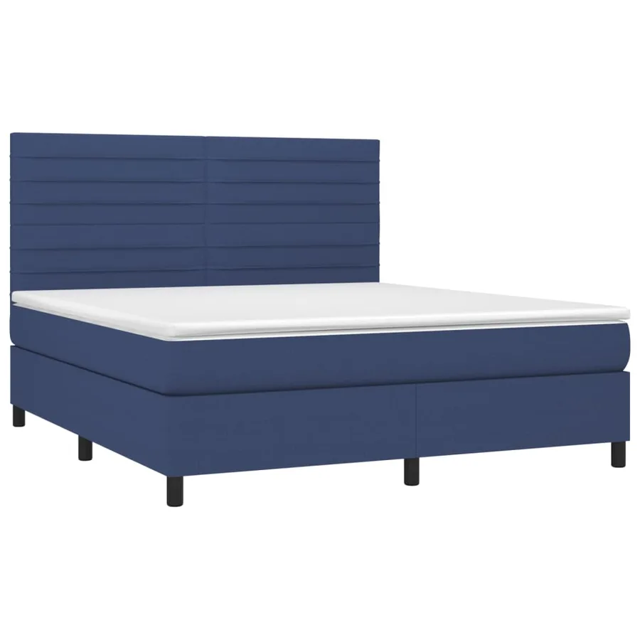 Sommier à lattes de lit avec matelas Bleu 160x200 cm Tissu - 3