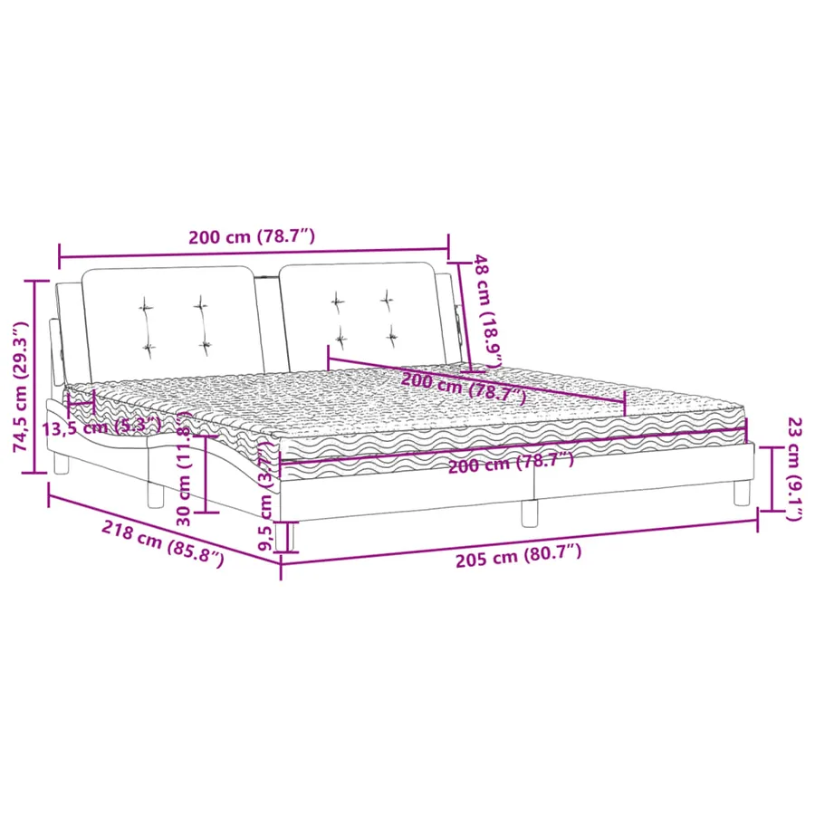 Lit avec matelas Zadar cappuccino 200x200 cm similicuir - 11