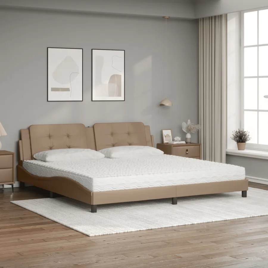 Lit avec matelas Zadar cappuccino 200x200 cm similicuir - 3