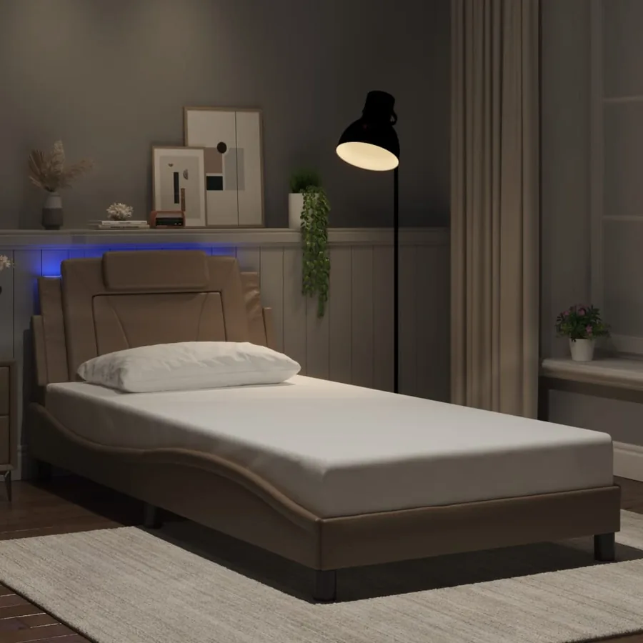 Cadre de lit Viana avec LED sans matelas cappuccino 100x200 cm