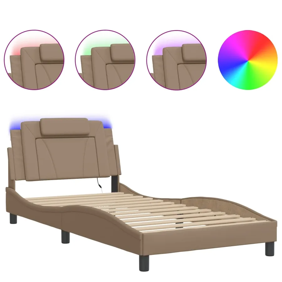 Cadre de lit Viana avec LED sans matelas cappuccino 100x200 cm - 2