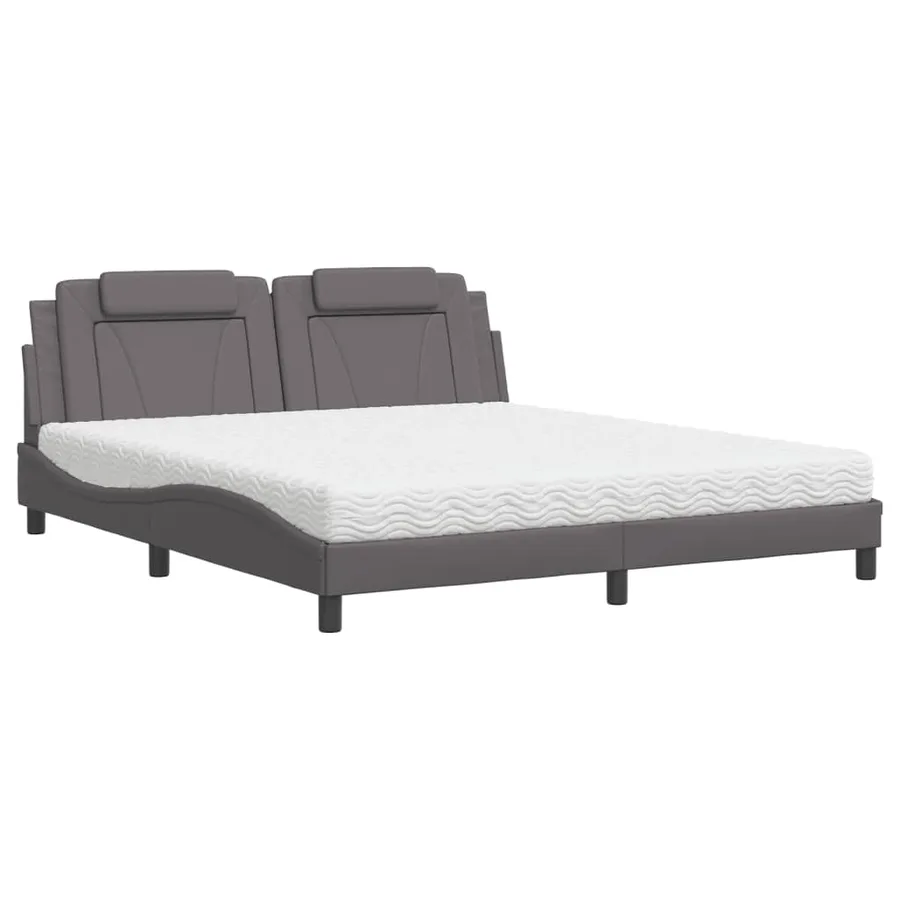 Lit Viana avec matelas gris 180x200 cm similicuir - 2