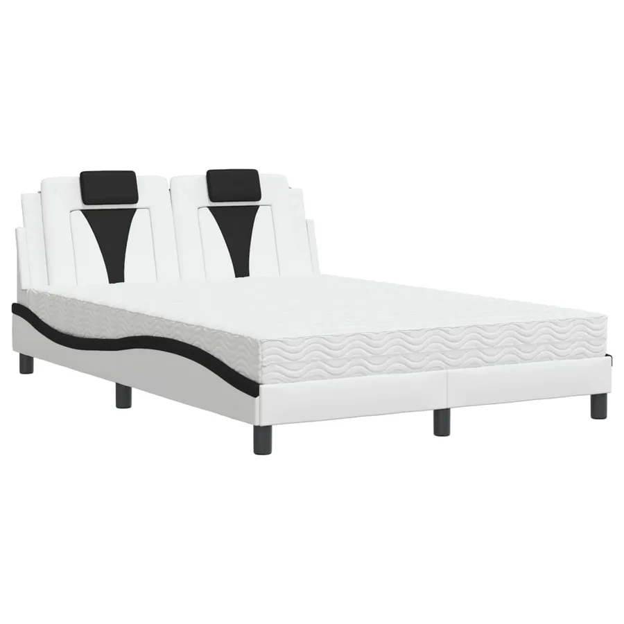 Lit Viana avec matelas blanc et noir 120x200 cm similicuir - 2