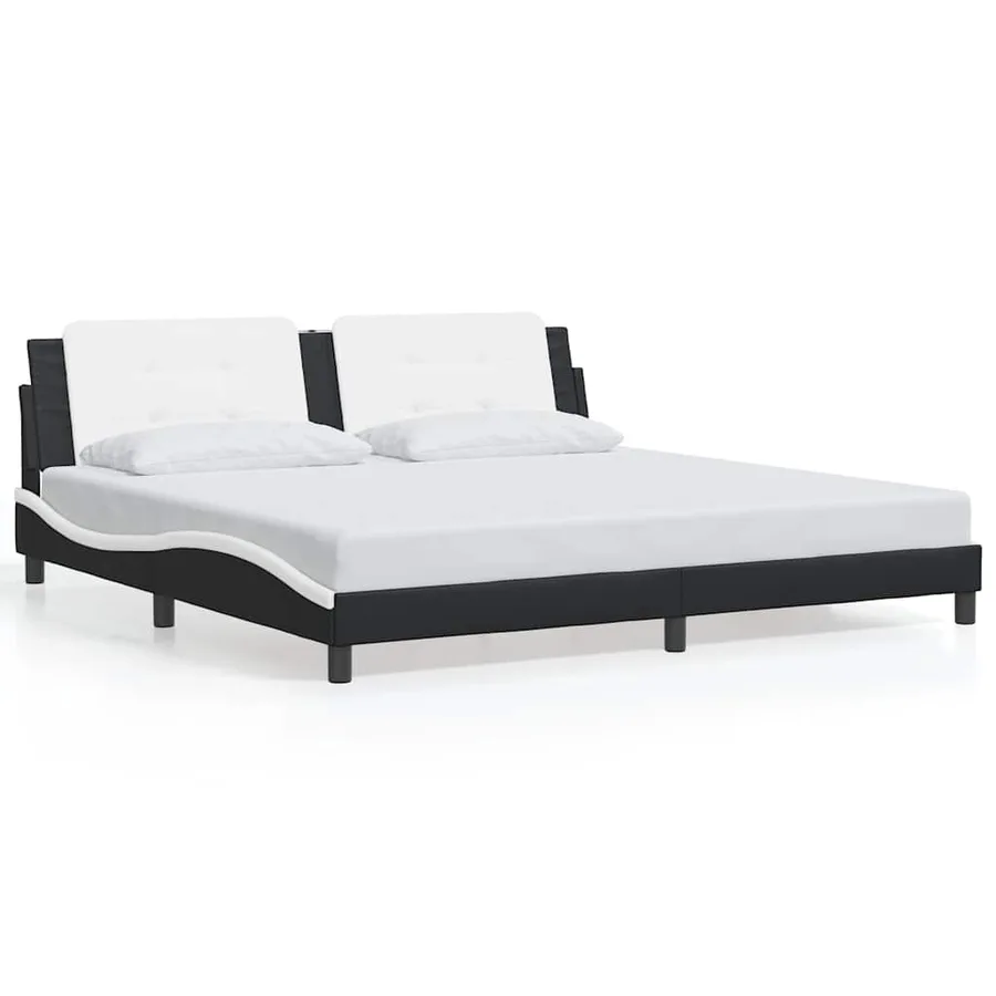 Cadre de lit sans matelas Zadar noir et blanc 200x200 cm similicuir - 2