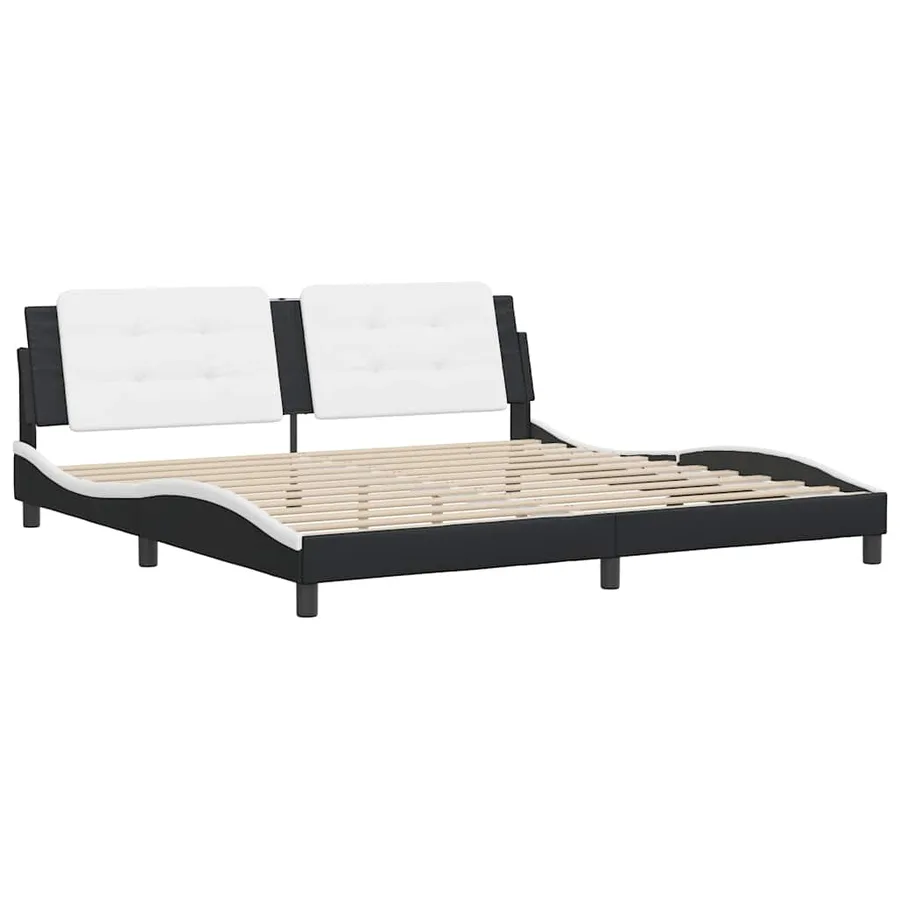 Cadre de lit sans matelas Zadar noir et blanc 200x200 cm similicuir - 3