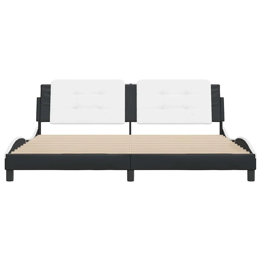 Cadre de lit sans matelas Zadar noir et blanc 200x200 cm similicuir - 4