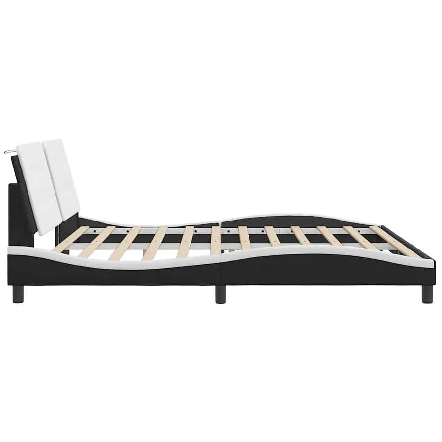 Cadre de lit sans matelas Zadar noir et blanc 200x200 cm similicuir - 5