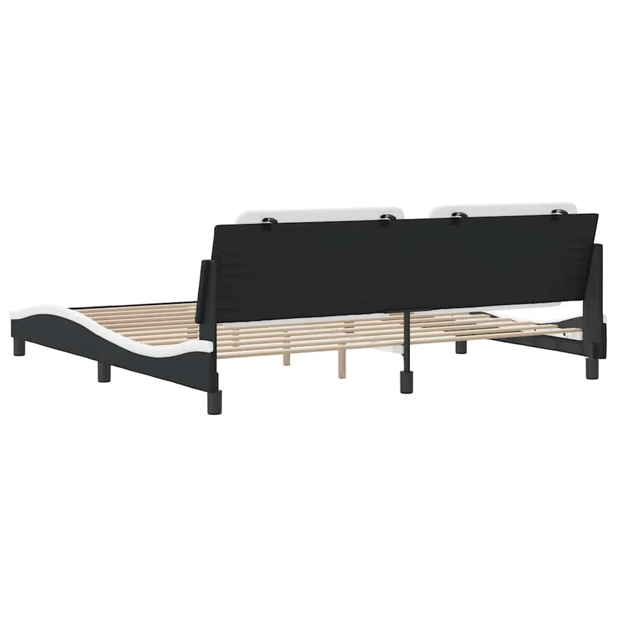 Cadre de lit sans matelas Zadar noir et blanc 200x200 cm similicuir - 6