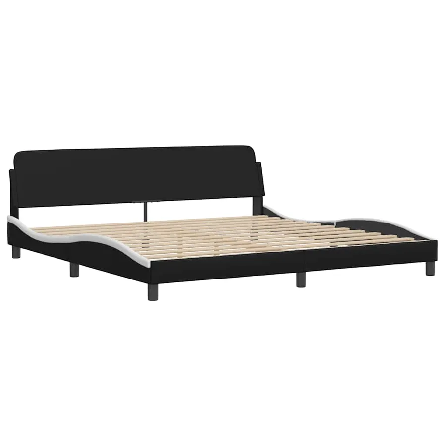 Cadre de lit sans matelas Zadar noir et blanc 200x200 cm similicuir - 7