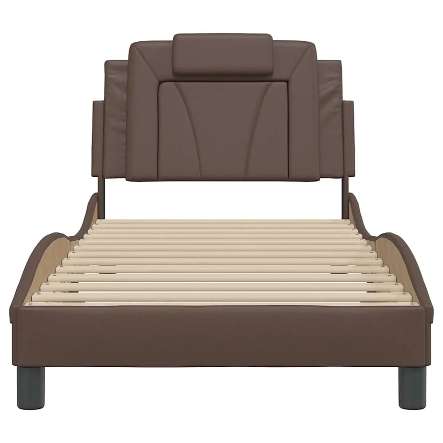 Cadre de lit Viana sans matelas marron 90x200 cm similicuir - 4