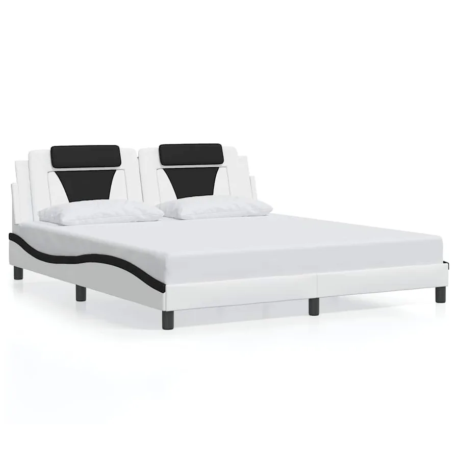 Cadre de lit Viana sans matelas blanc et noir 180x200 cm similicuir - 2