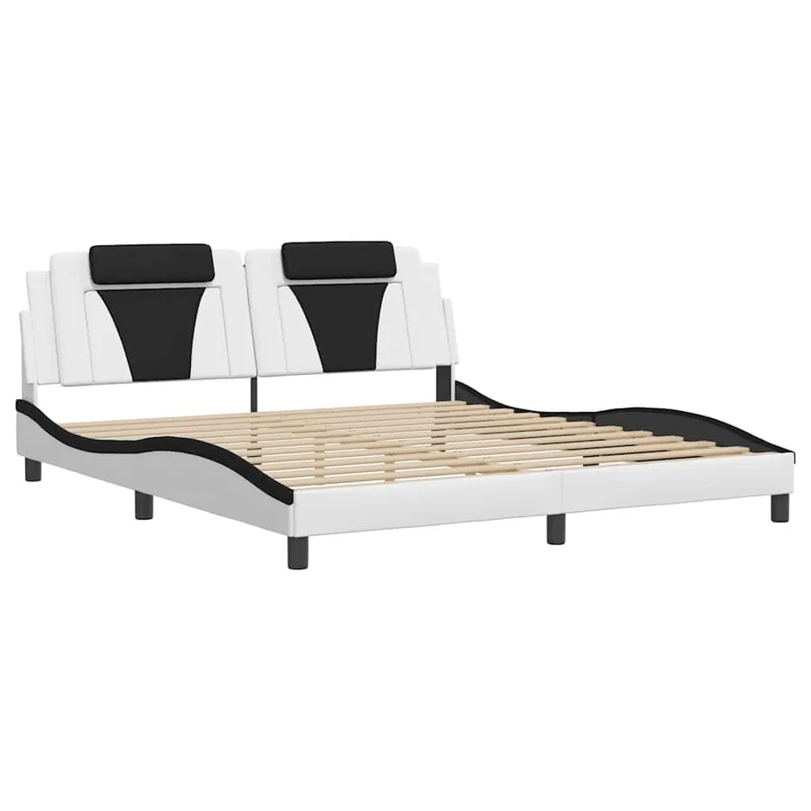 Cadre de lit Viana sans matelas blanc et noir 180x200 cm similicuir - 3