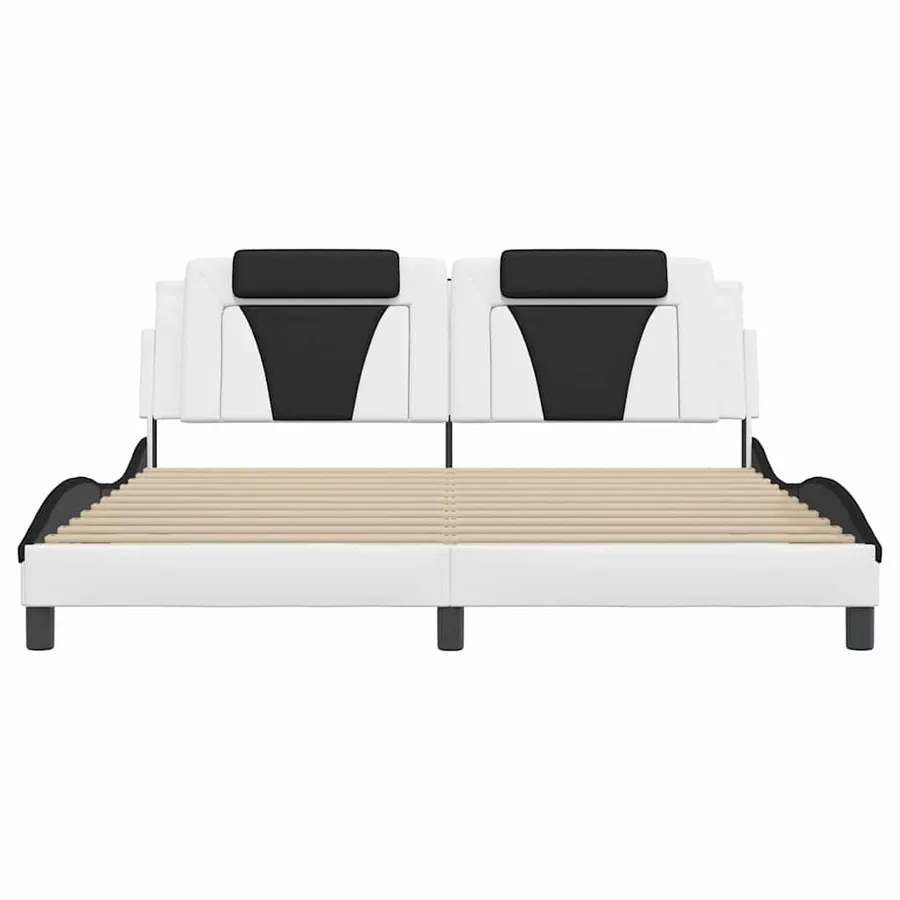 Cadre de lit Viana sans matelas blanc et noir 180x200 cm similicuir - 4