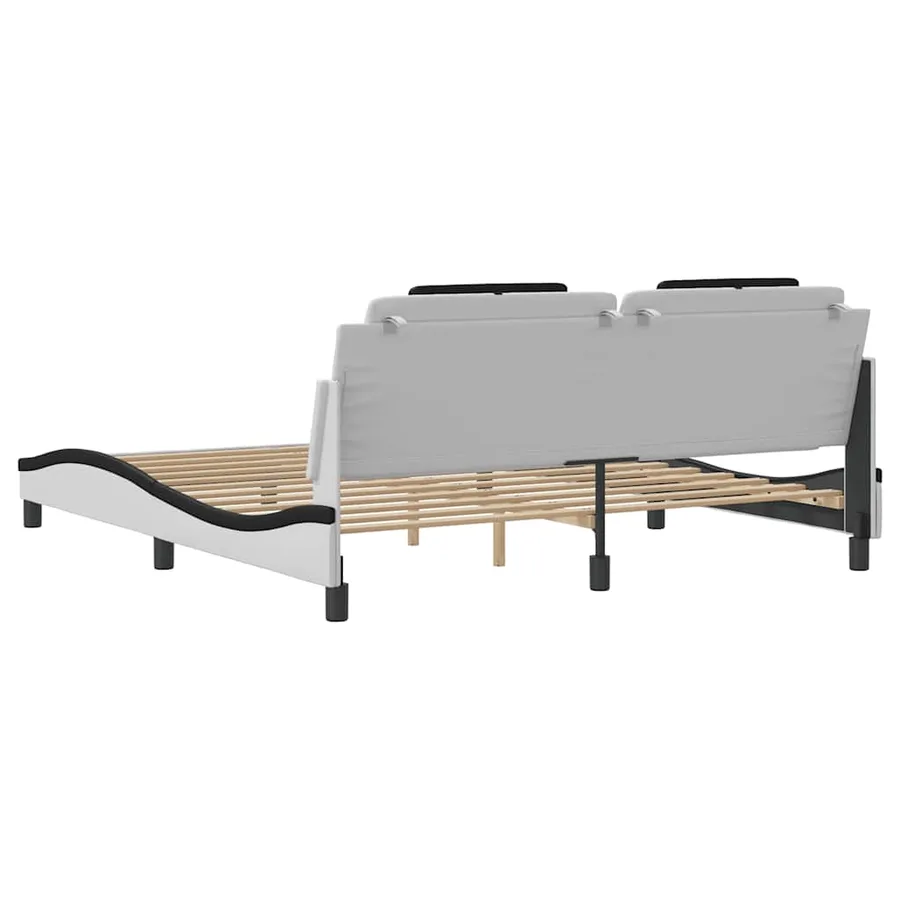Cadre de lit Viana sans matelas blanc et noir 180x200 cm similicuir - 6