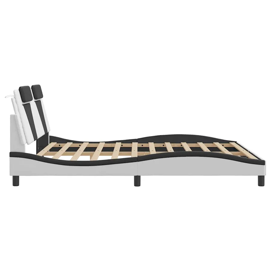 Cadre de lit Viana sans matelas blanc et noir 180x200 cm similicuir - 7