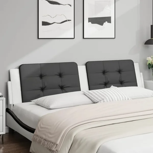 Coussin de tête de lit Zadar noir et blanc 200 cm similicuir