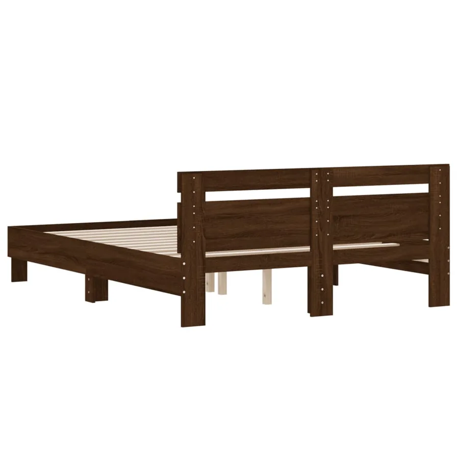 Cadre de lit sans matelas chêne marron 150x200 cm - 7