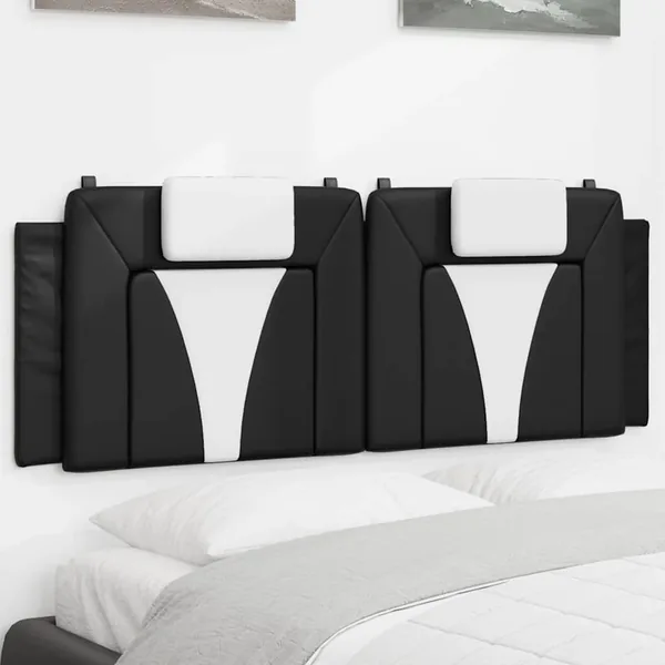 Coussin de tête de lit Viana noir et blanc 120 cm similicuir