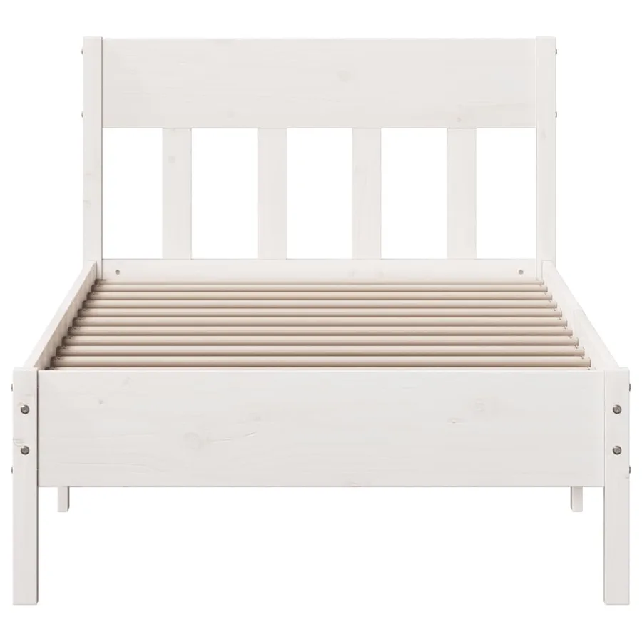 Cadre de lit sans matelas blanc 90x200 cm bois de pin massif - 4