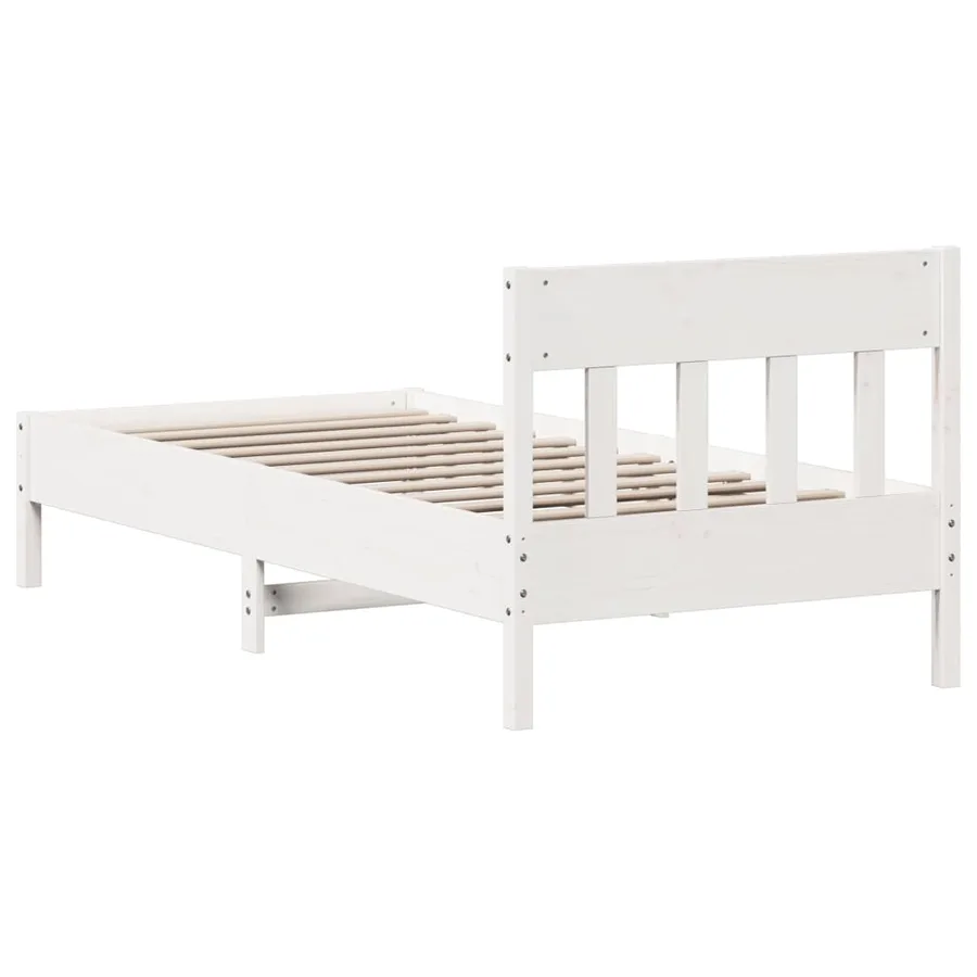 Cadre de lit sans matelas blanc 90x200 cm bois de pin massif - 6