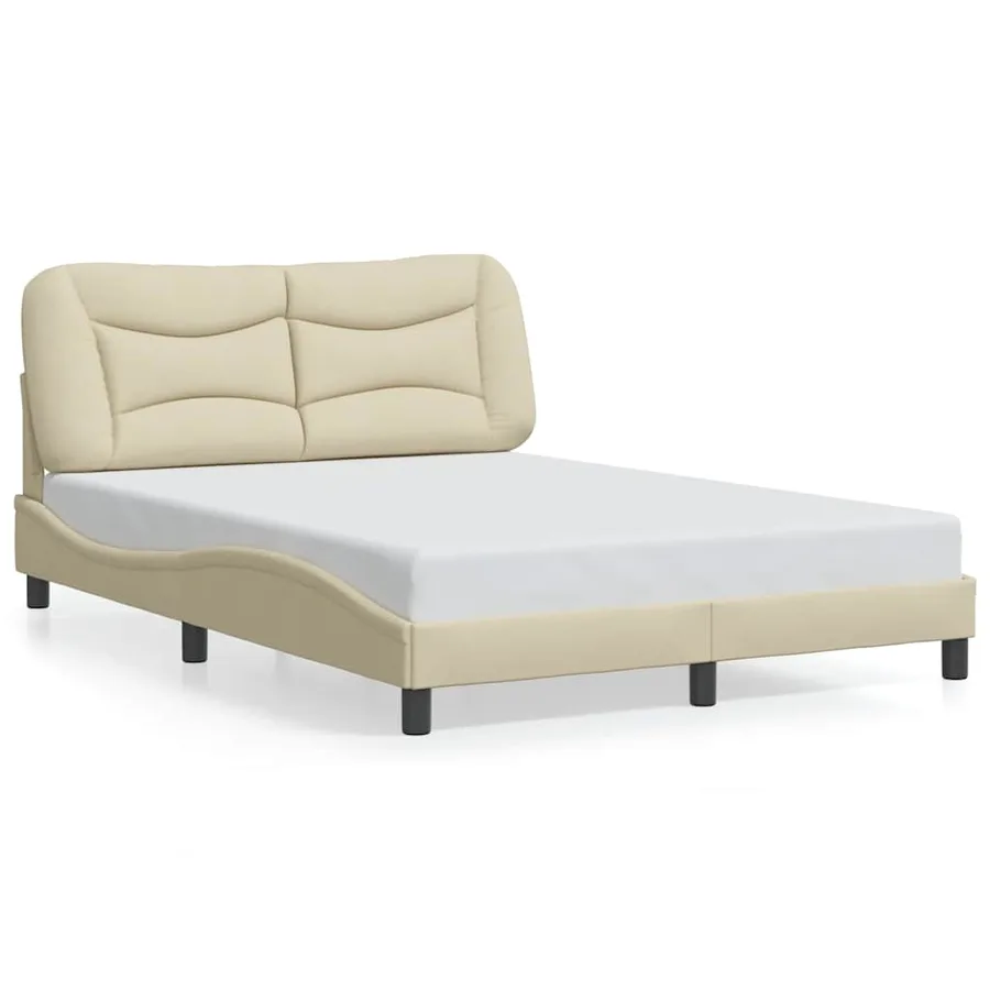 Cadre de lit sans matelas Hvar crème 120x200 cm tissu - 2
