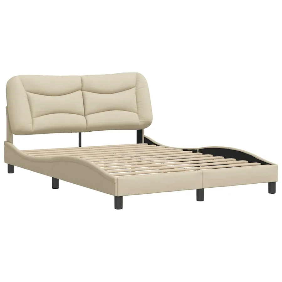 Cadre de lit sans matelas Hvar crème 120x200 cm tissu - 3