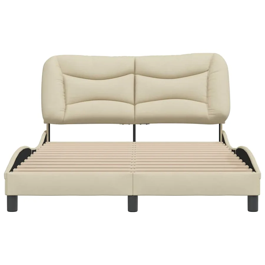 Cadre de lit sans matelas Hvar crème 120x200 cm tissu - 4