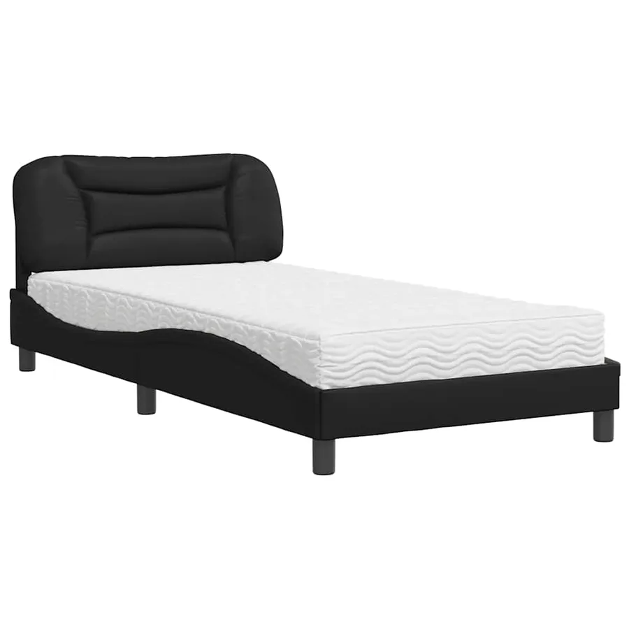 Lit avec matelas Hvar noir 100x200 cm similicuir - 2