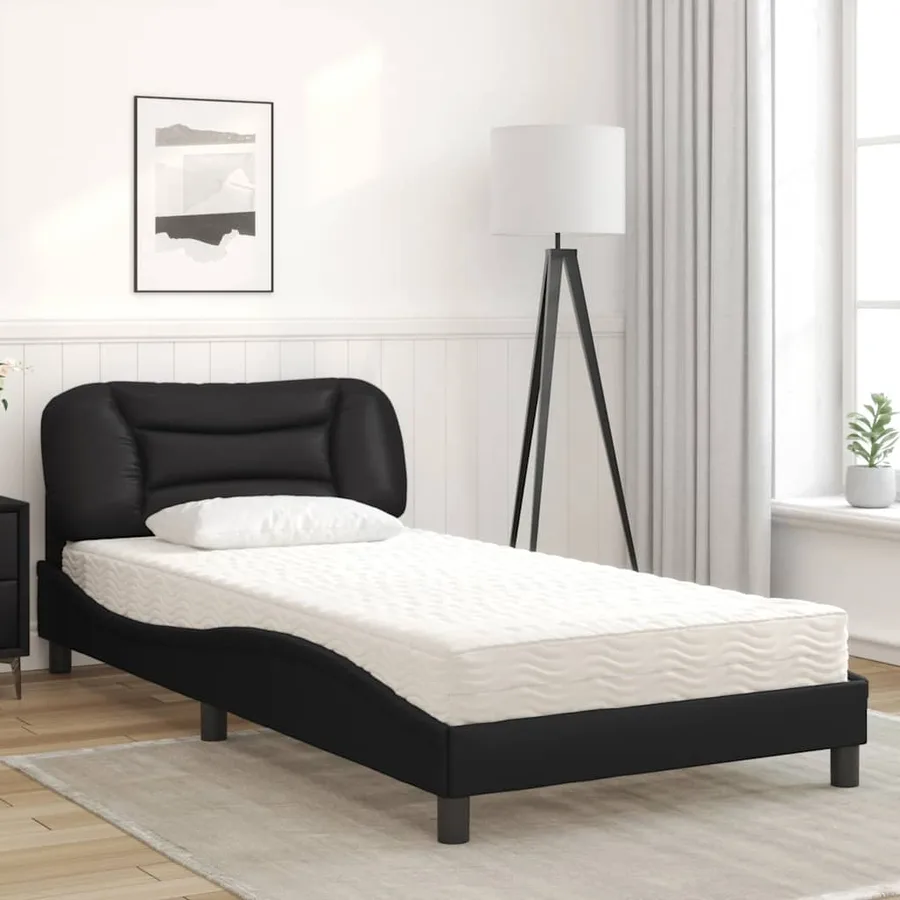 Lit avec matelas Hvar noir 100x200 cm similicuir - 3