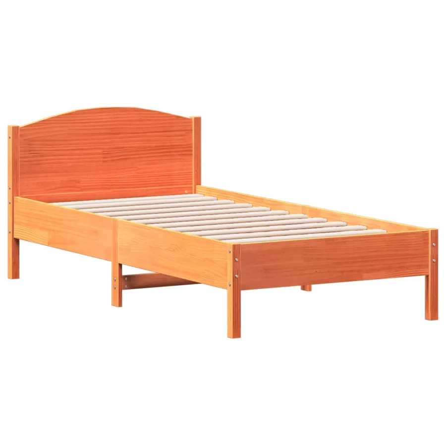 Cadre de lit sans matelas cire marron 90x190 cm bois pin massif - 2