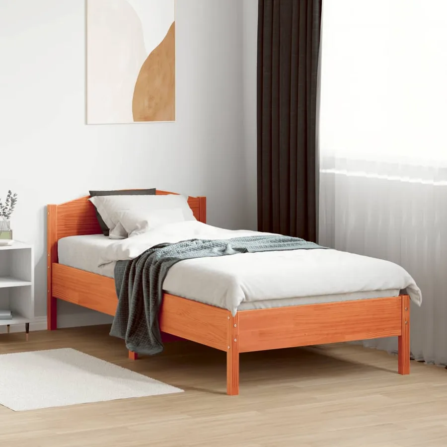 Cadre de lit sans matelas cire marron 90x190 cm bois pin massif - 3
