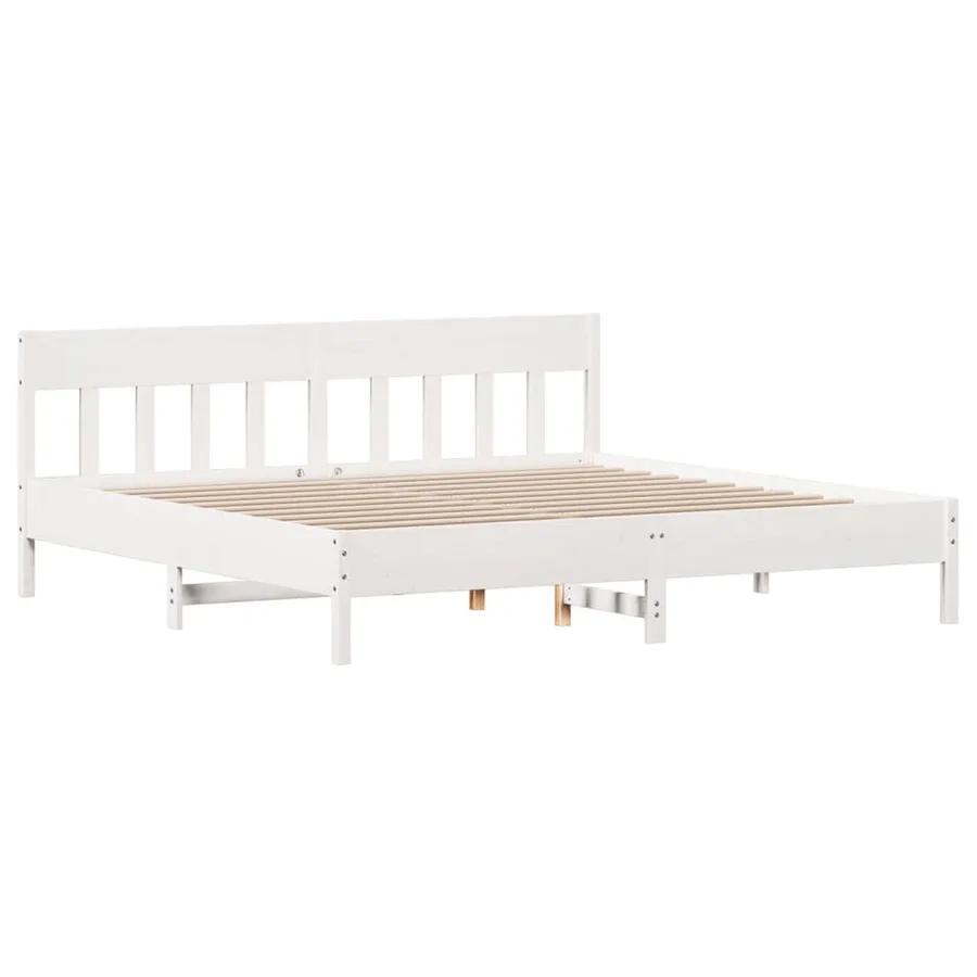 Cadre de lit sans matelas blanc 200x200 cm bois massif de pin - 3