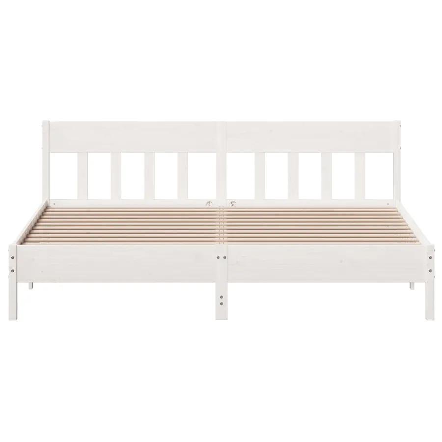 Cadre de lit sans matelas blanc 200x200 cm bois massif de pin - 4