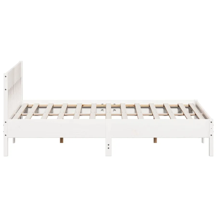 Cadre de lit sans matelas blanc 200x200 cm bois massif de pin - 5