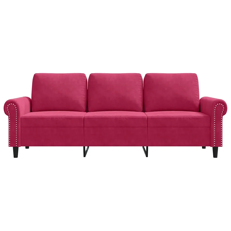 Canapé à 3 places Rouge bordeaux 180 cm Velours - 4