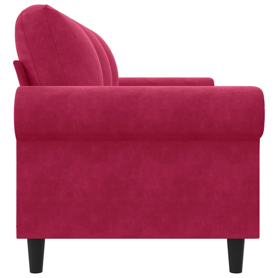 Canapé à 3 places Rouge bordeaux 180 cm Velours - 5