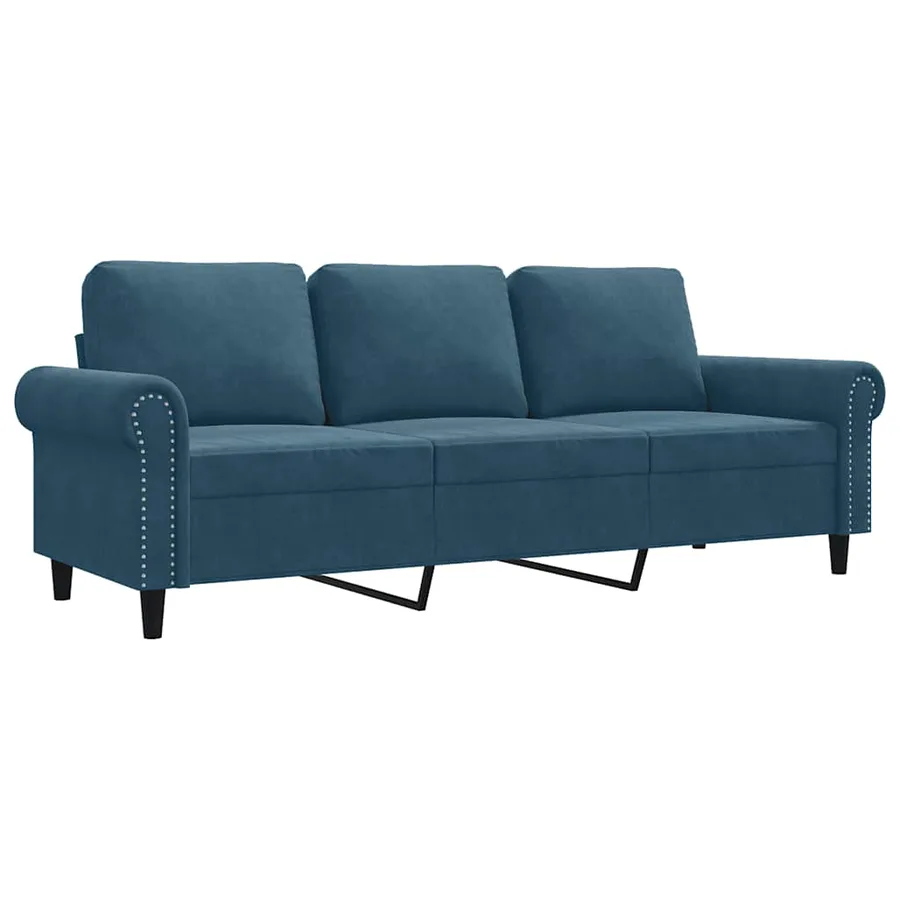 Canapé à 3 places Bleu 180 cm Velours - 2