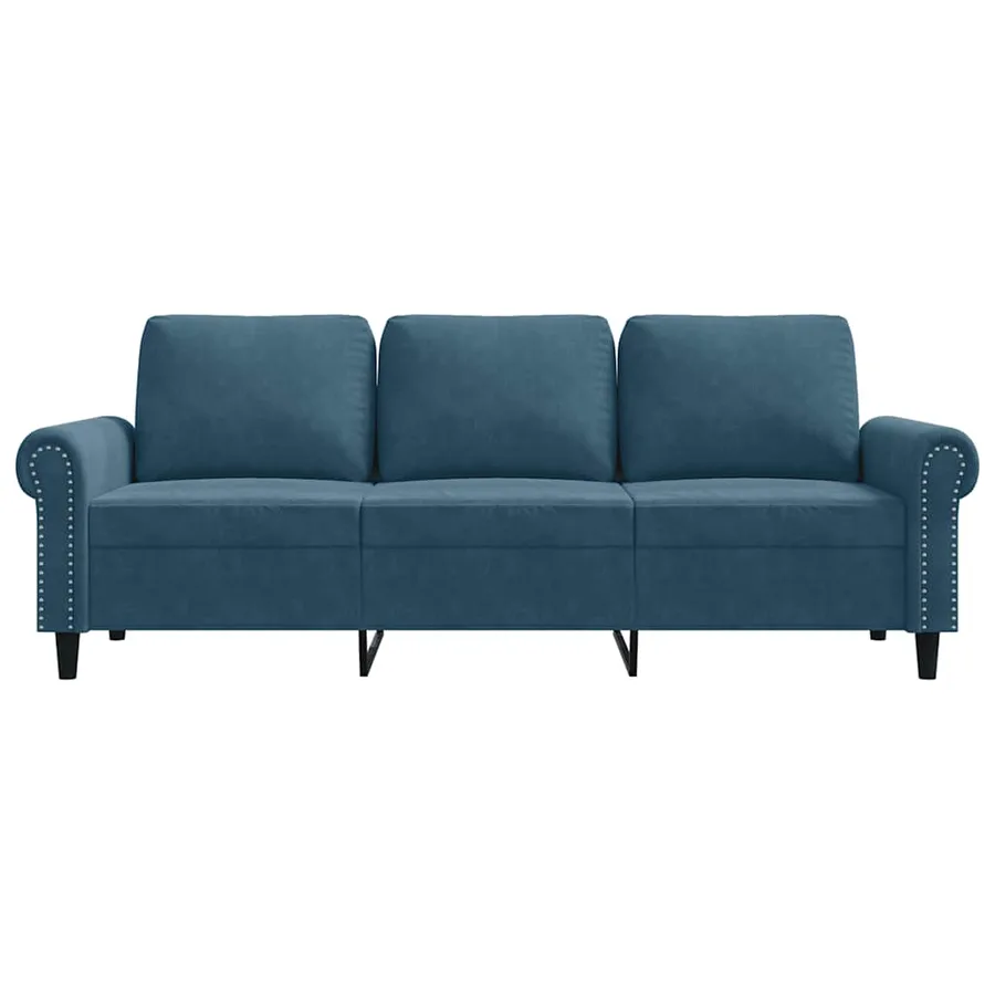 Canapé à 3 places Bleu 180 cm Velours - 4