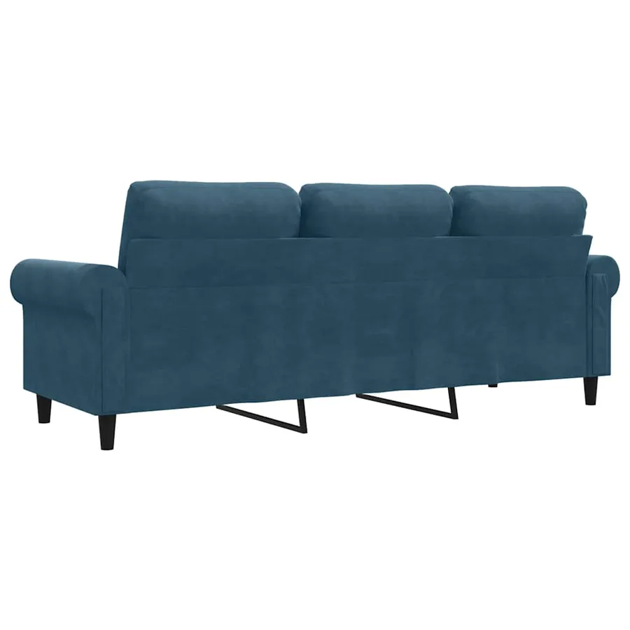 Canapé à 3 places Bleu 180 cm Velours - 6