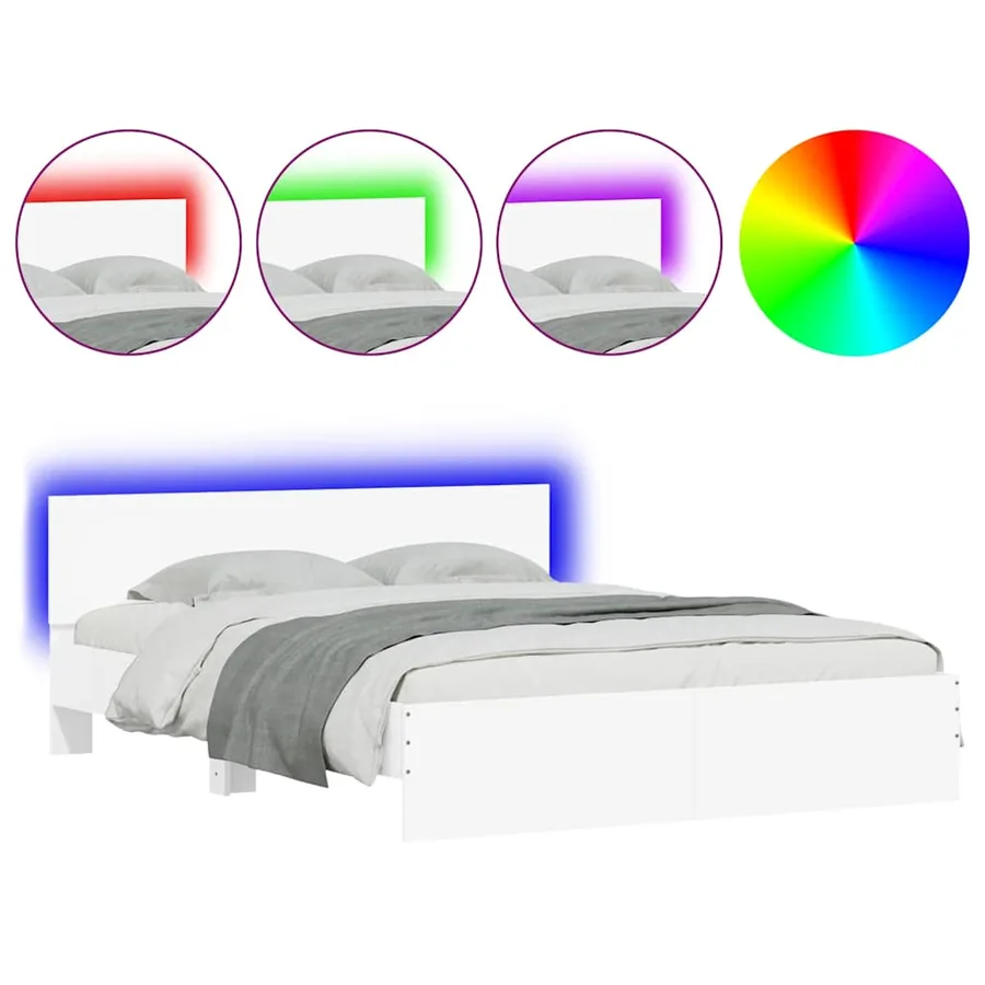 Cadre de lit avec LED sans matelas blanc 160x200 cm - 2