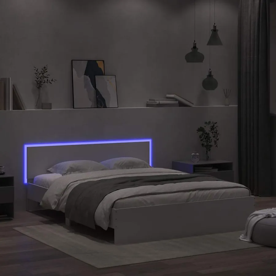 Cadre de lit avec LED sans matelas blanc 160x200 cm - 4
