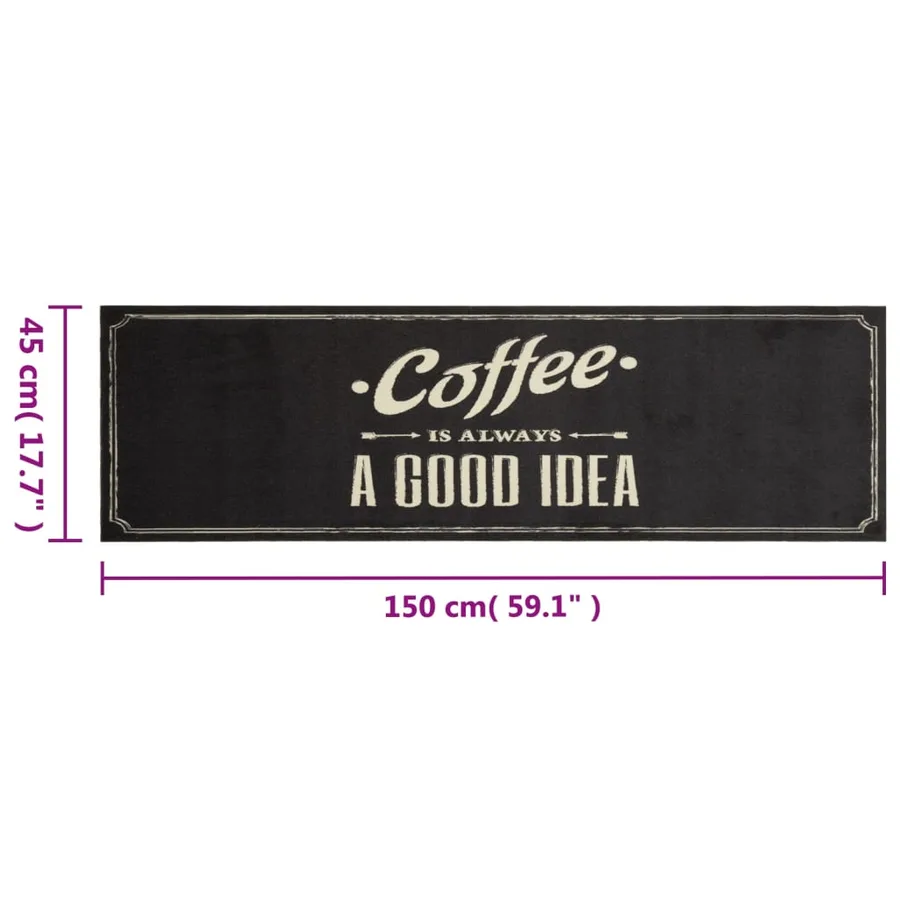 Tapis de cuisine lavable texte Coffee 45x150 cm velours - 5