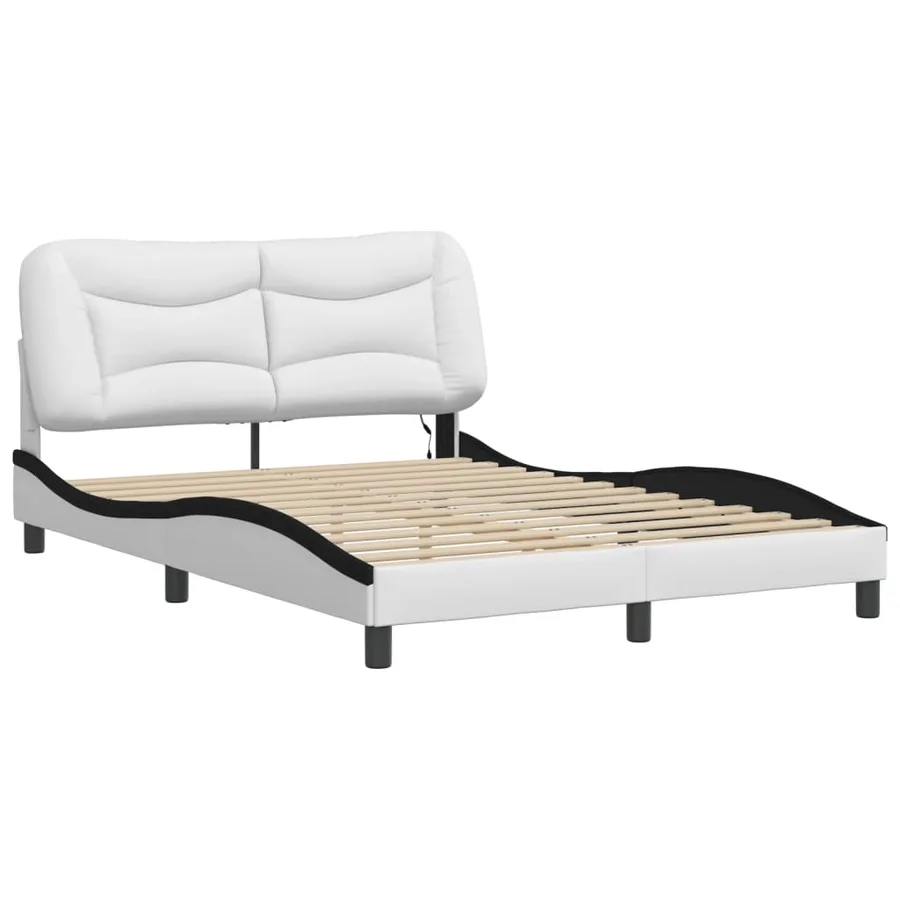 Cadre de lit avec LED sans matelas Hvar blanc et noir 140x190 cm - 3