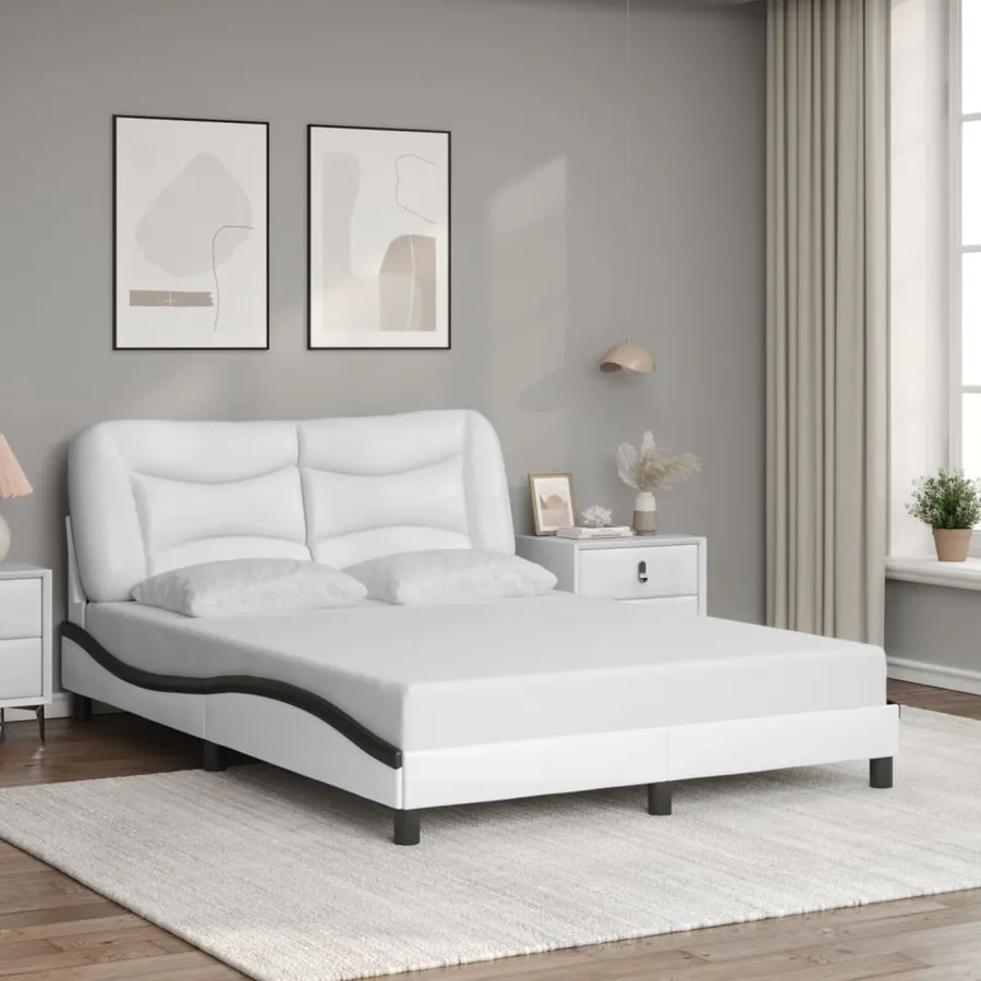 Cadre de lit avec LED sans matelas Hvar blanc et noir 140x190 cm - 4