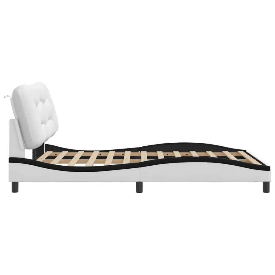 Cadre de lit avec LED sans matelas Hvar blanc et noir 140x190 cm - 8