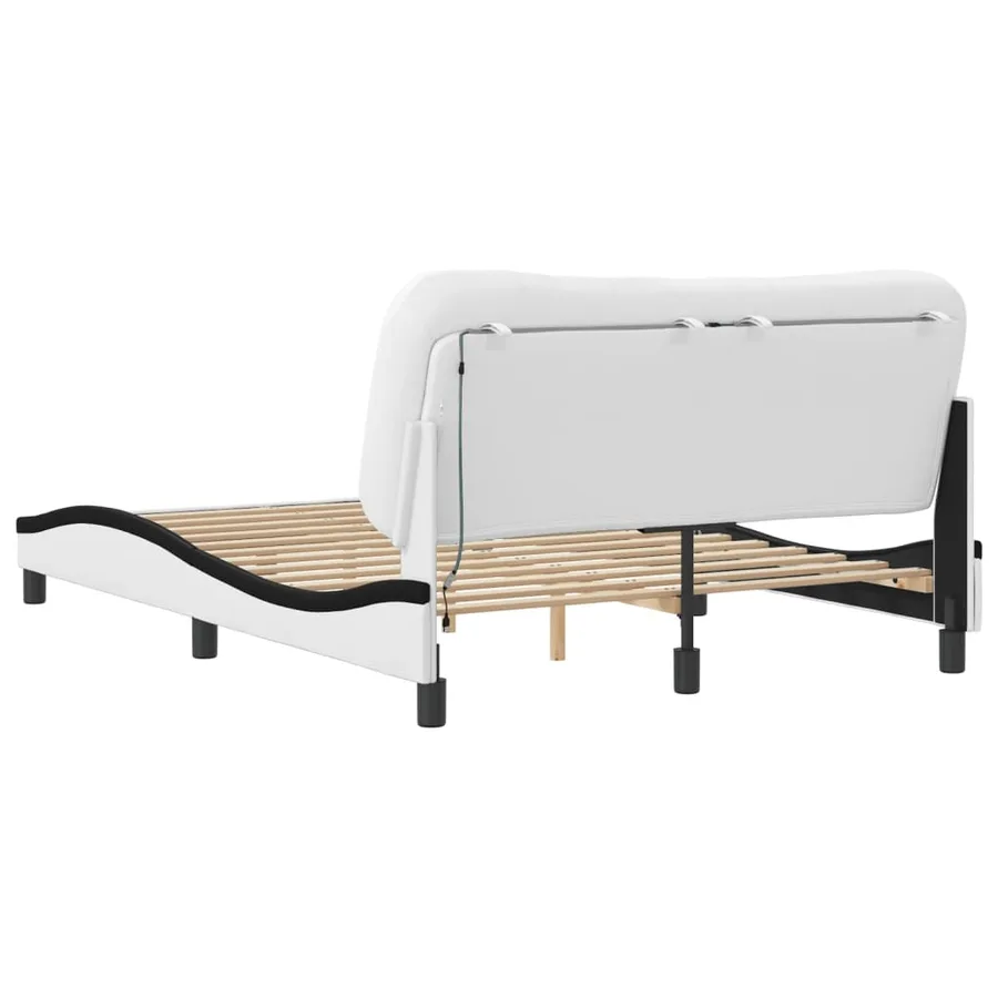 Cadre de lit avec LED sans matelas Hvar blanc et noir 140x190 cm - 9